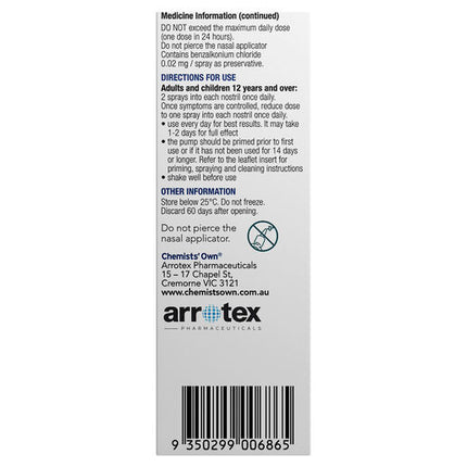 Chemists' Own Mometasone 50mcg 60 Doses