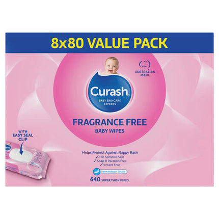 Curash Wipes Fragrance Free 8X80