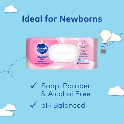 Curash Wipes Fragrance Free 8X80
