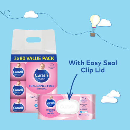 Curash Wipes Fragrance Free 8X80