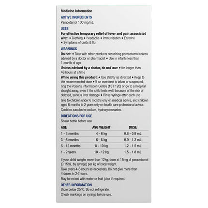 Chemists' Own Paracetamol Drops Colour Free 1m-2yrs 20ml