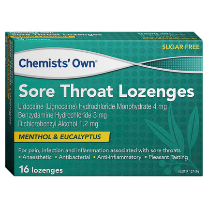 Chemists' Own Sore Throat Menthol & Eucalyptus 16 Lozenges