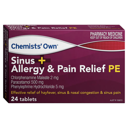 Chemists' Own Sinus + Allergy & Pain Relief PE 24 Tablets