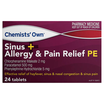 Chemists' Own Sinus + Allergy & Pain Relief PE 24 Tablets