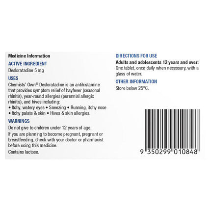 Chemists' Own Desloratadine 5mg Tablets 20