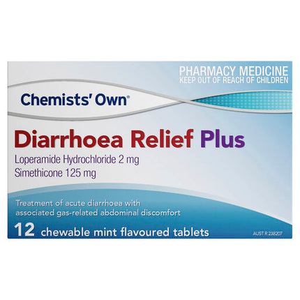 Chemists' Own Diarrhoea Relief Plus Chewable 12 Tablets