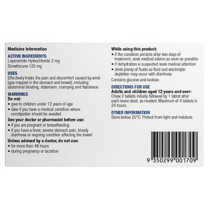 Chemists' Own Diarrhoea Relief Plus Chewable 12 Tablets