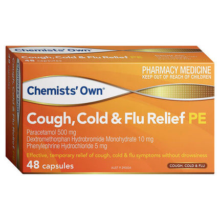 Chemists' Own Cough, Cold & Flu Relief PE Capsules 48