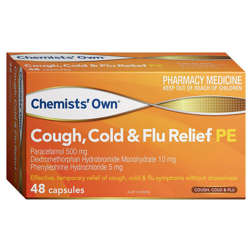 Chemists' Own Cough, Cold & Flu Relief PE Capsules 48
