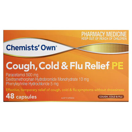 Chemists' Own Cough, Cold & Flu Relief PE Capsules 48