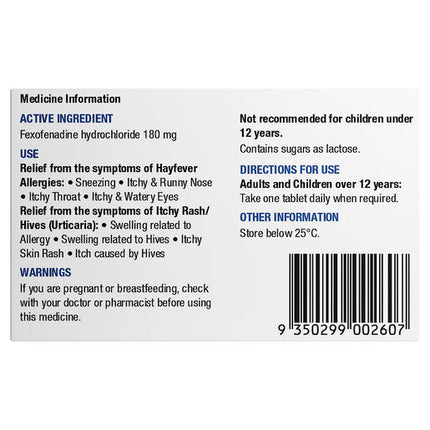 Chemists' Own Fexo 180mg Tablets 50
