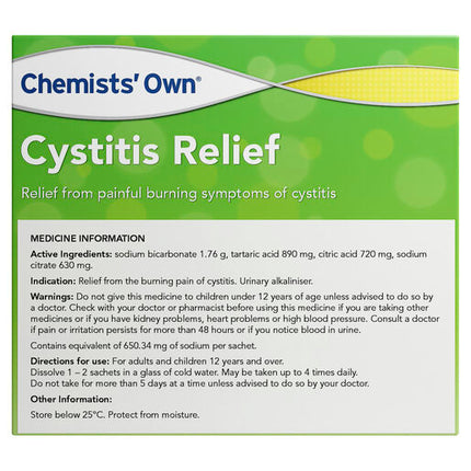 Chemists' Own Cystitis Relief Sachet 4g 28 Pack