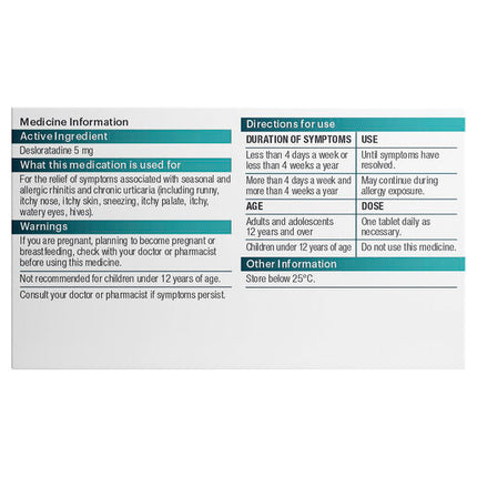 ApoHealth Desloratadine 5mg 10 Tablets