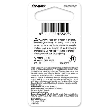 Energizer Watch 377/306 Batteries 1.5V 1 Pack