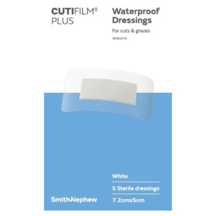 Cutifilm Plus Waterproof Dressing 7.2x5cm 5 Pack