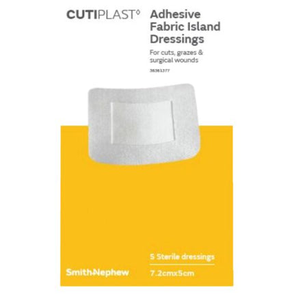 Cutiplast Adhesive Fabric Dressings 7.2cm x 5cm 5 Pack