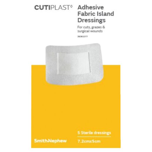 Cutiplast Adhesive Fabric Dressings 7.2cm x 5cm 5 Pack