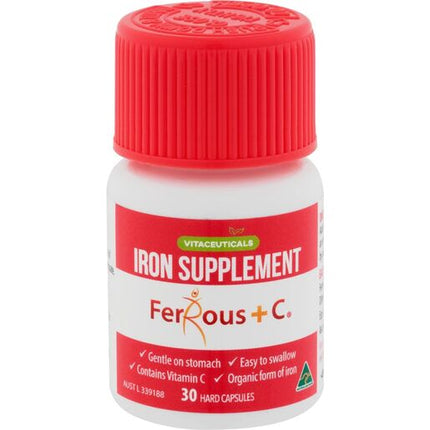 Vitaceuticals Ferrous + C Iron Supplement 30 Capsules