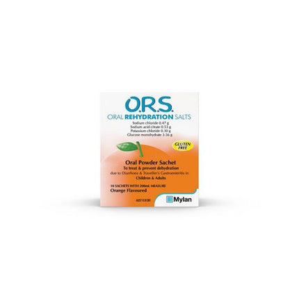 Ors O.R.S Oral Rehydration Salts 10 Sachets – Orange Flavour