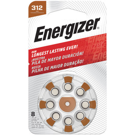 Energizer Hearing Aid Batteries AZ312 8 Pack