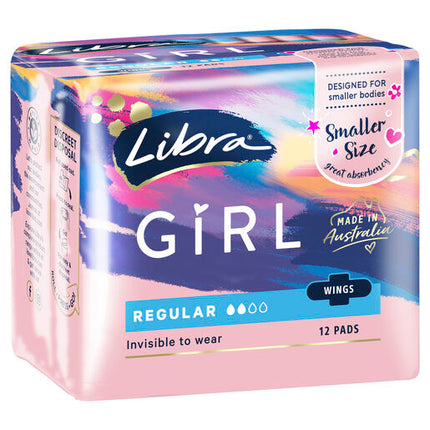 Libra Girl Pads Regular with Wings 12 Pack