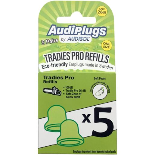 Audiplugs Tradies Pro Refills 5 Pairs