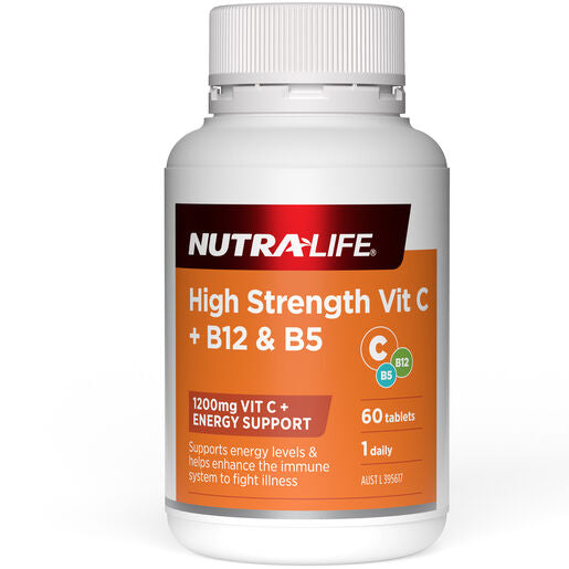 Nutra-Life High Strength Vit C + B12 & B5 60T