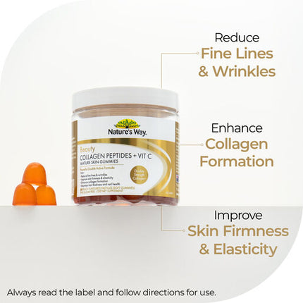 Nature's Way Beauty Collagen Peptides + Vit C Mature Skin 50 Gummies