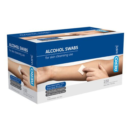Aerowipe 70% Isopropyl Alcohol Swab 3 x 3cm Box/100
