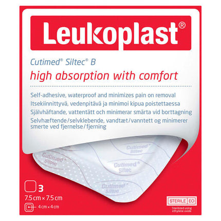 Leukoplast Cutimed Siltec B Sterile 7.5Cm X 7.5Cm 3 Pck