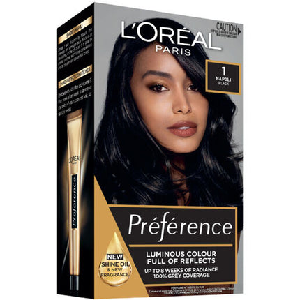 L'Oréal Paris Préférence Permanent Hair Colour - 1 Napoli (Black)