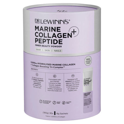 Dr LeWinn's Marine Collagen Peptide+ Inner Beauty Powder Berry - 30 X 6g