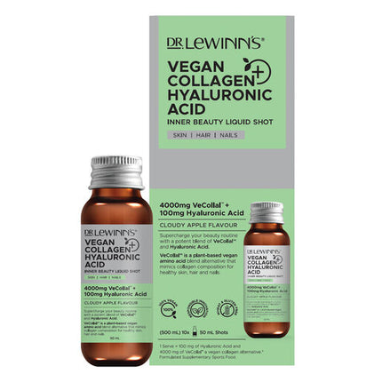 Dr LeWinn's Inner Beauty Vegan Collagen & Hyaluronic Acid Liquid Shot, Cloudy Apple Flavour - 10 x 50mL