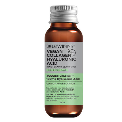 Dr LeWinn's Inner Beauty Vegan Collagen & Hyaluronic Acid Liquid Shot, Cloudy Apple Flavour - 10 x 50mL