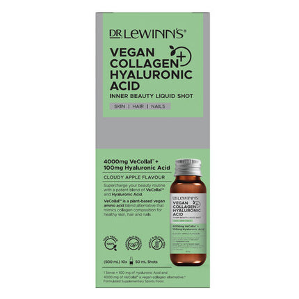 Dr LeWinn's Inner Beauty Vegan Collagen & Hyaluronic Acid Liquid Shot, Cloudy Apple Flavour - 10 x 50mL
