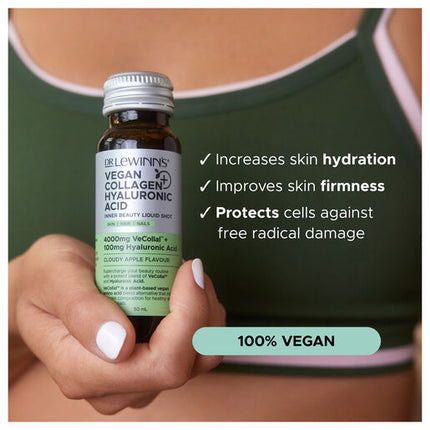 Dr LeWinn's Inner Beauty Vegan Collagen & Hyaluronic Acid Liquid Shot, Cloudy Apple Flavour - 10 x 50mL