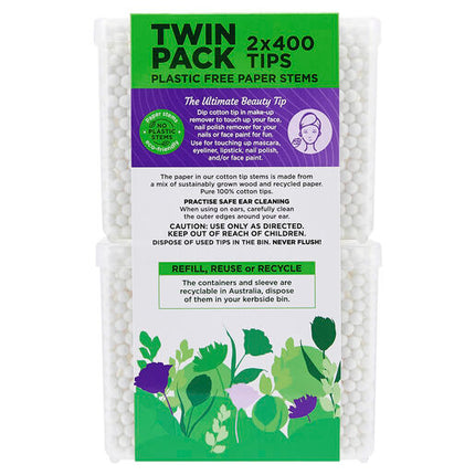 Swisspers Cotton Tips Paper Stems 2x400 Pack