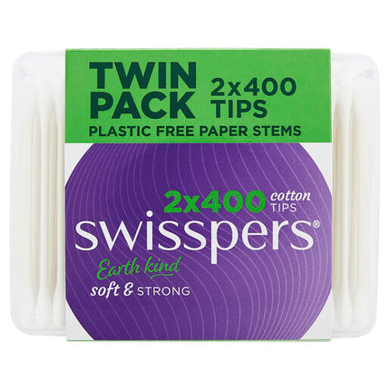 Swisspers Cotton Tips Paper Stems 2x400 Pack
