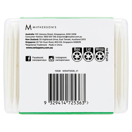 Swisspers Cotton Tips Paper Stems 2x400 Pack