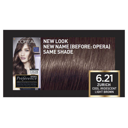 L'Oréal Paris Préférence Permanent Hair Colour - 6.21 Zurich (Cool Iridescent Light Brown)