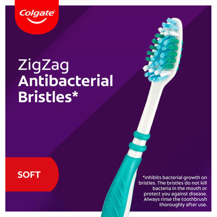 Colgate Zig Zag Manual Toothbrush Value 6 Pack Soft Bristles Antibacterial Bristles