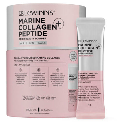 Dr LeWinn's Marine Collagen Peptide+ Inner Beauty Powder - 30 x 6g