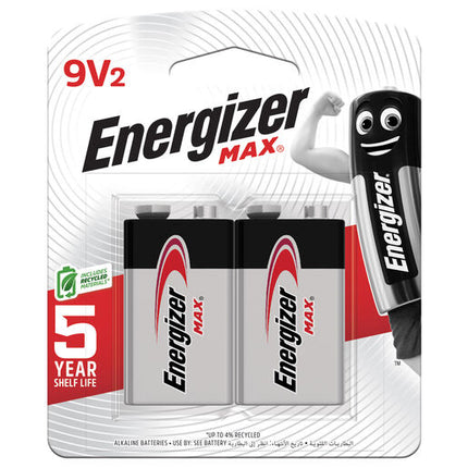 Energizer MAX 9V Alkaline Batteries 2 Pack