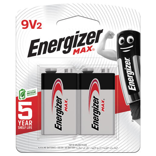 Energizer MAX 9V Alkaline Batteries 2 Pack