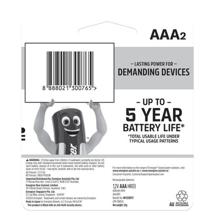 Energizer Rechargeable Aaa 2Pk