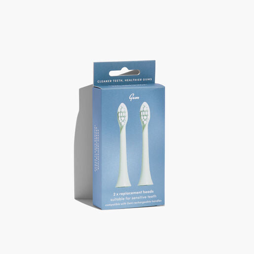 Gem Electric Toothbrush Replacement Heads Mint Green 2 Pack