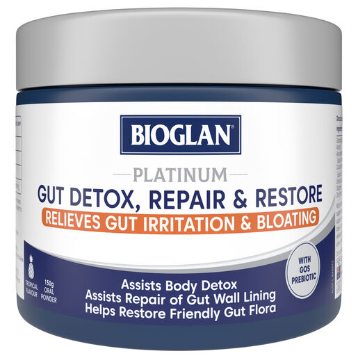 Bioglan Platinum Gut Detox Repair & Restore Oral Powder 150g Tropical Flavour
