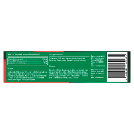 Berocca Immune Daily Defence Vitamin C, D and Zinc, Blackcurrant Flavoured Effervescent Tablets 30 Pack