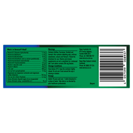 Berocca Mind Mixed Berries Effervescent Tablets, Vitamin B & C, Magnesium, Zinc and Extract of Spanish Sage 20 Pack
