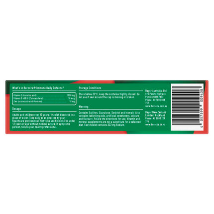 Berocca Immune Daily Defence Vitamin C, D and Zinc, Blackcurrant Flavoured Effervescent Tablets 15 Pack